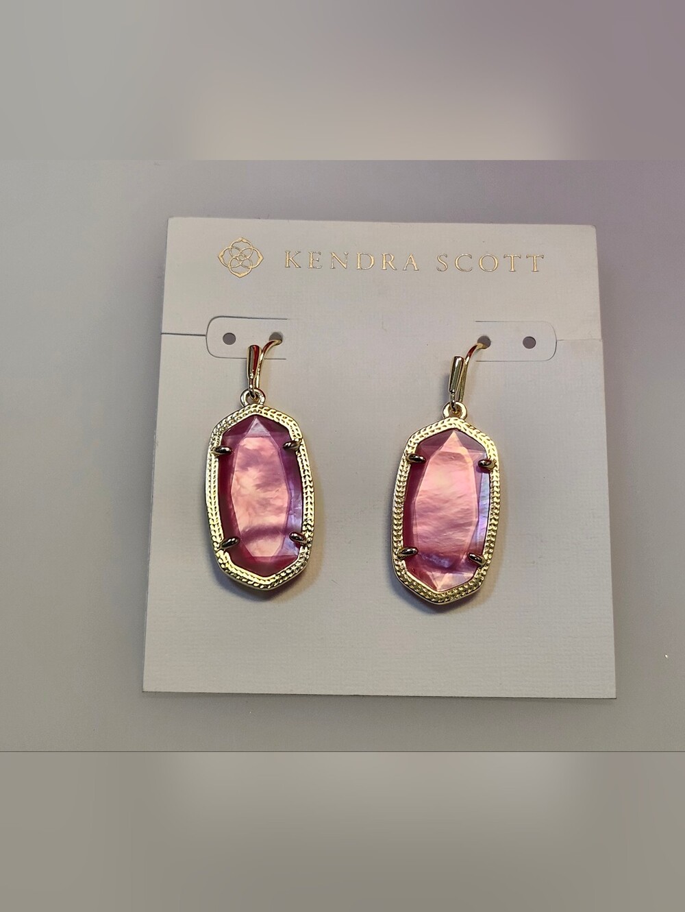 NWT Kendra Scott Pink Danielle Gold Drop Earrings